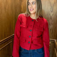 Olivia Tweed Button-Down Shirt Jacket