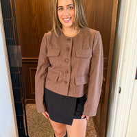 Olivia Tweed Button-Down Shirt Jacket