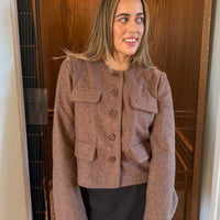 Olivia Tweed Button-Down Shirt Jacket