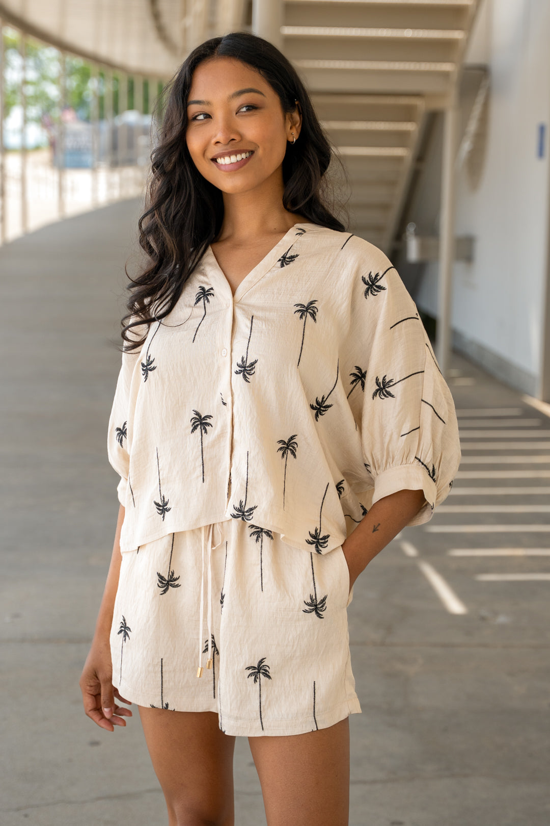 Darya Palm Print Blouse