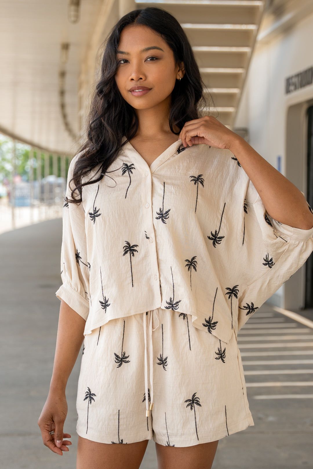 Darya Palm Print Blouse