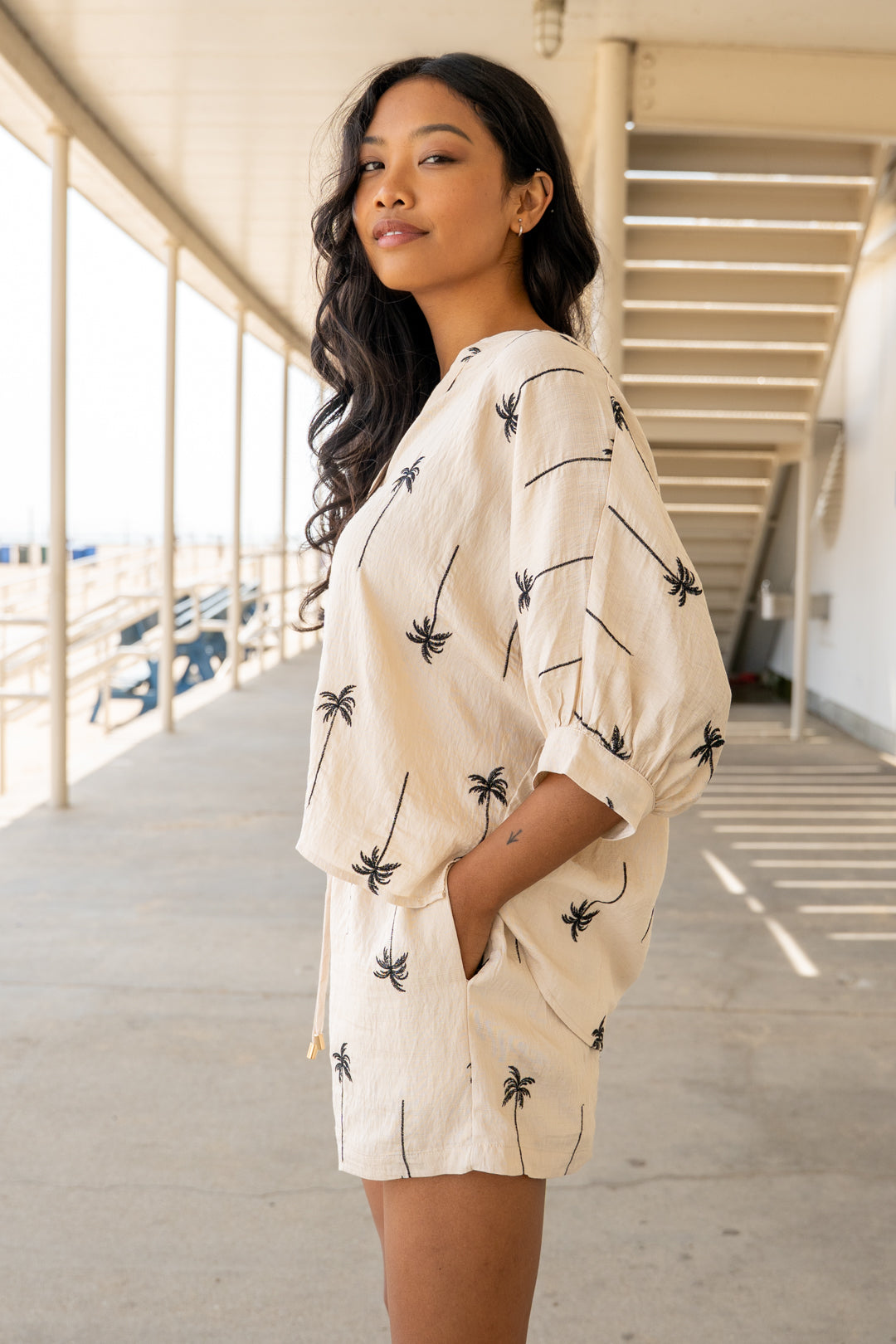 Darya Palm Print Short