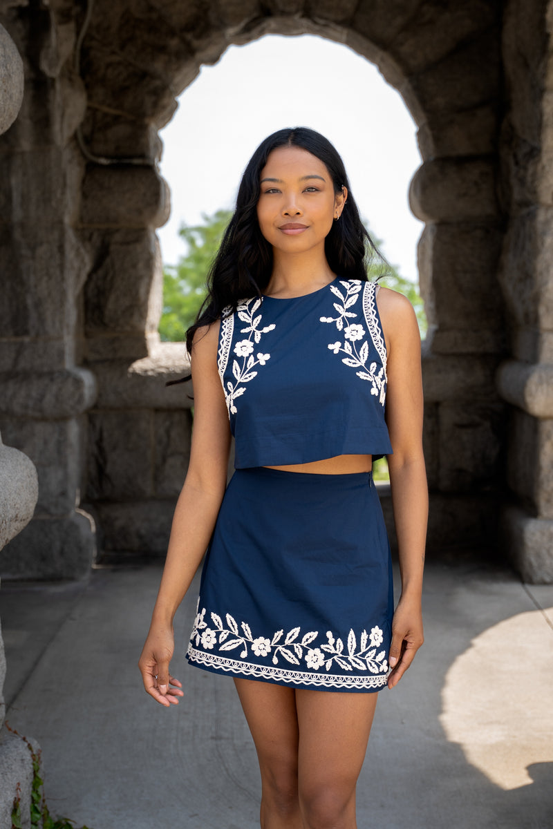 ジャケット LENINA ISLA jacket vest skirt SET_navy Isla Navy Skirt Set – Several Miles