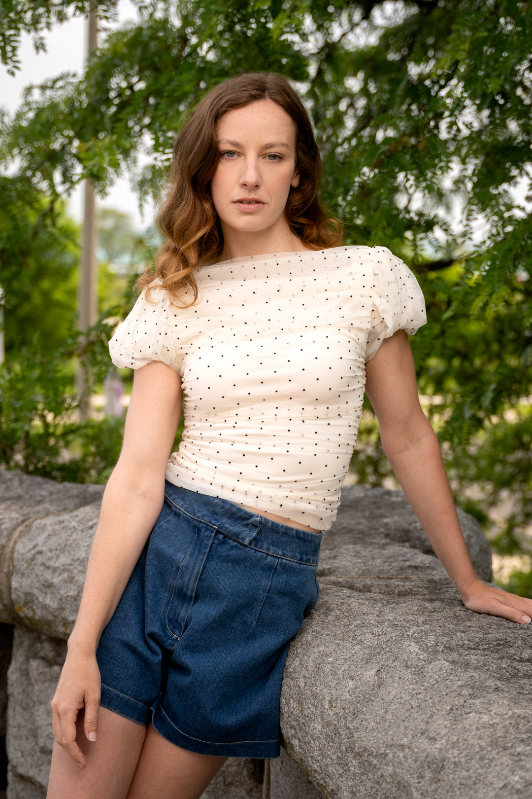 Aurora Mesh Polka Dot Blouse