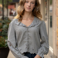 London Check Ruffle Blouse