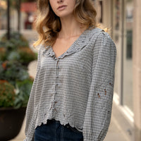 London Check Ruffle Blouse