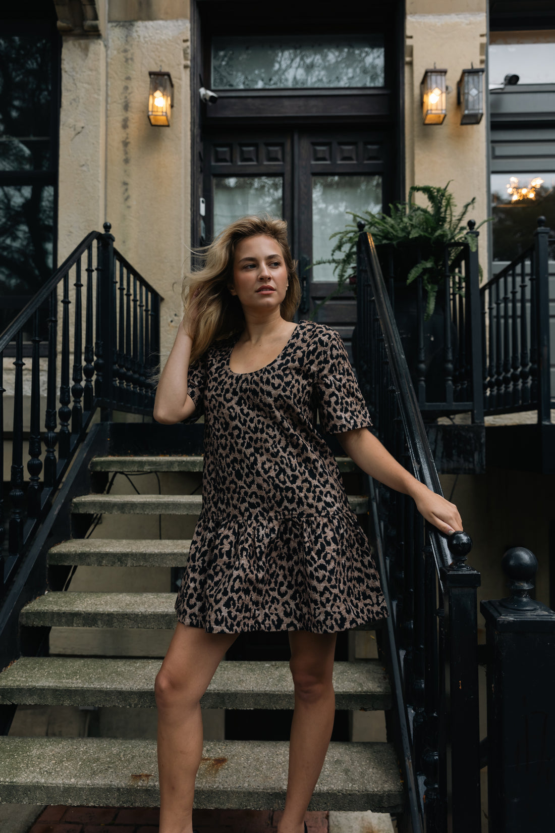 Milan 2-Way Leopard Print Ruffled Mini Dress