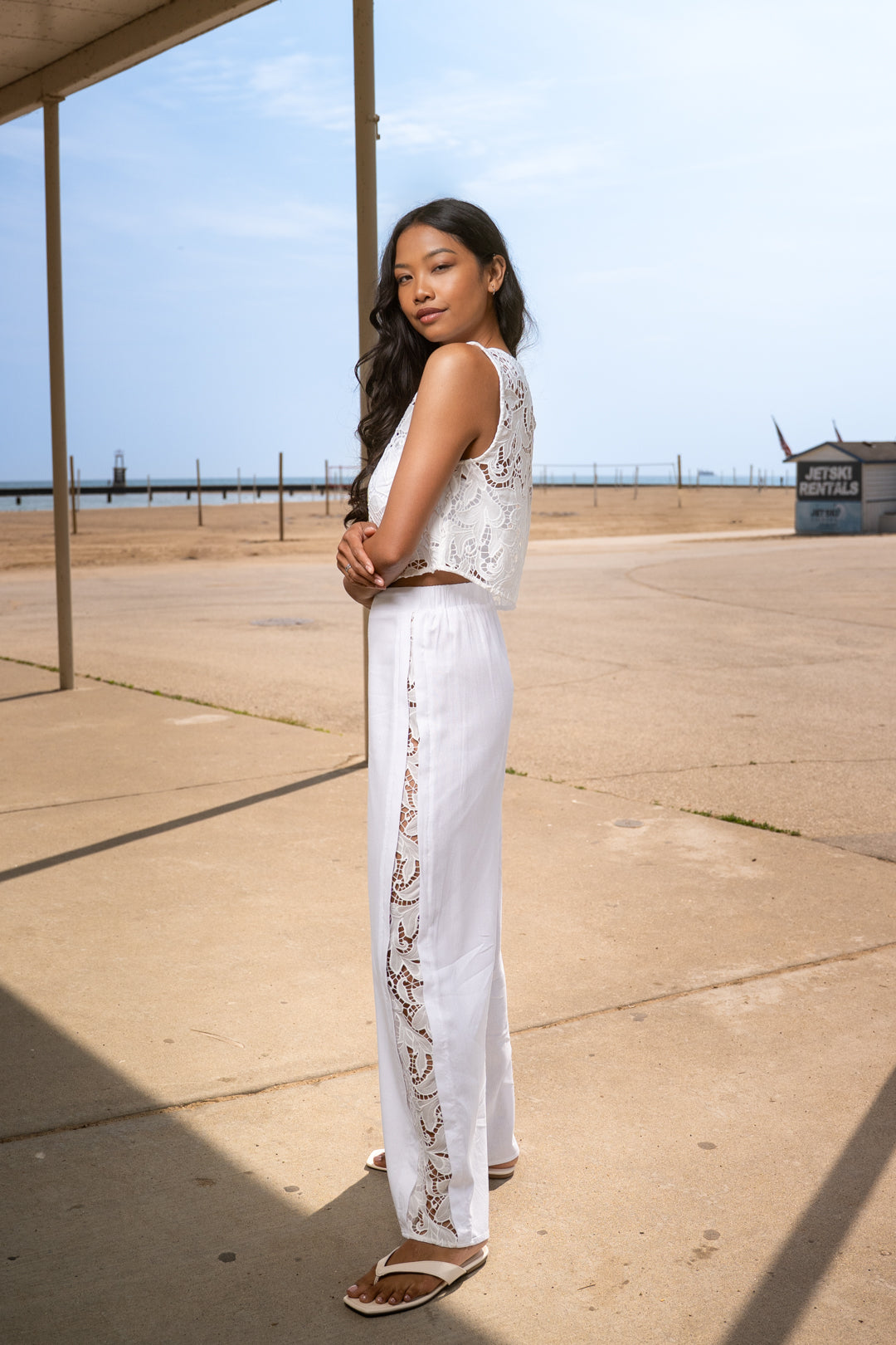 Èze Two-Piece Linen & Lace Set