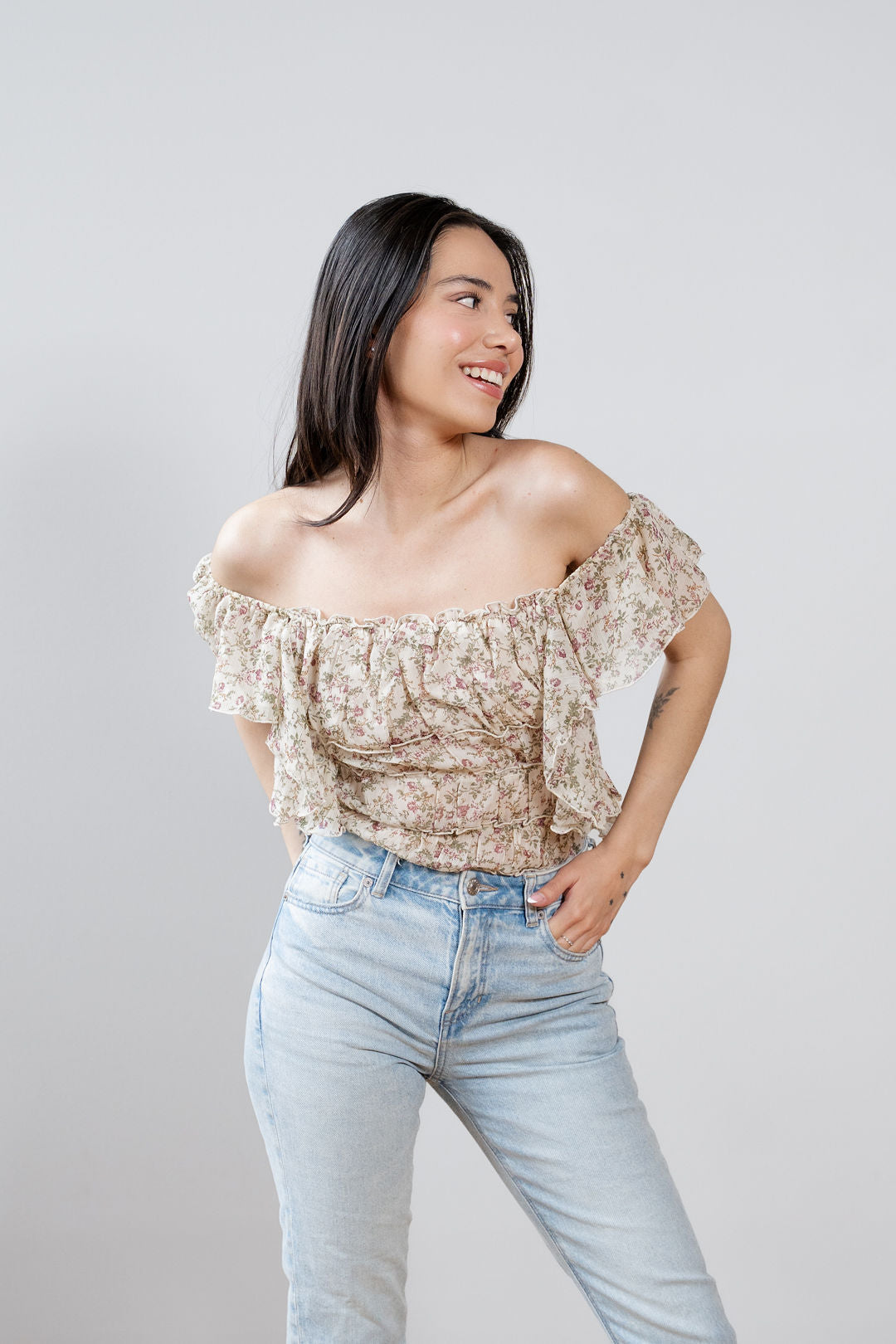 Marina Floral Ruffle Bodysuit