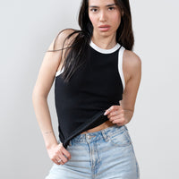 Noor Contrast Trim Racerback Knit Tank