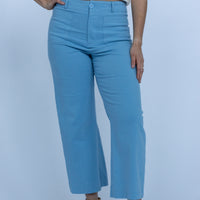Azure Linen Blend Ankle Pants