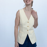 Celine Butter Linen Vest Top