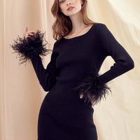 Nina Feather Cuff Mini Dress
