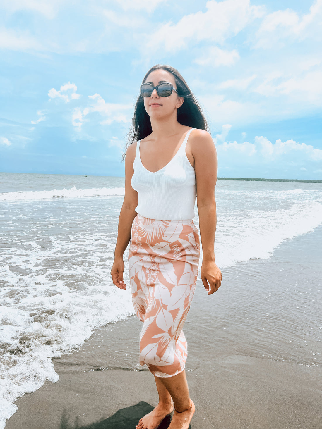 Down In Palm Beach A-Line Midi Skirt