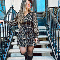 Ray Floral Gold Speckled Dress