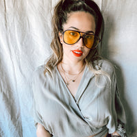 Camila Olive Long Sleeve Crop Top