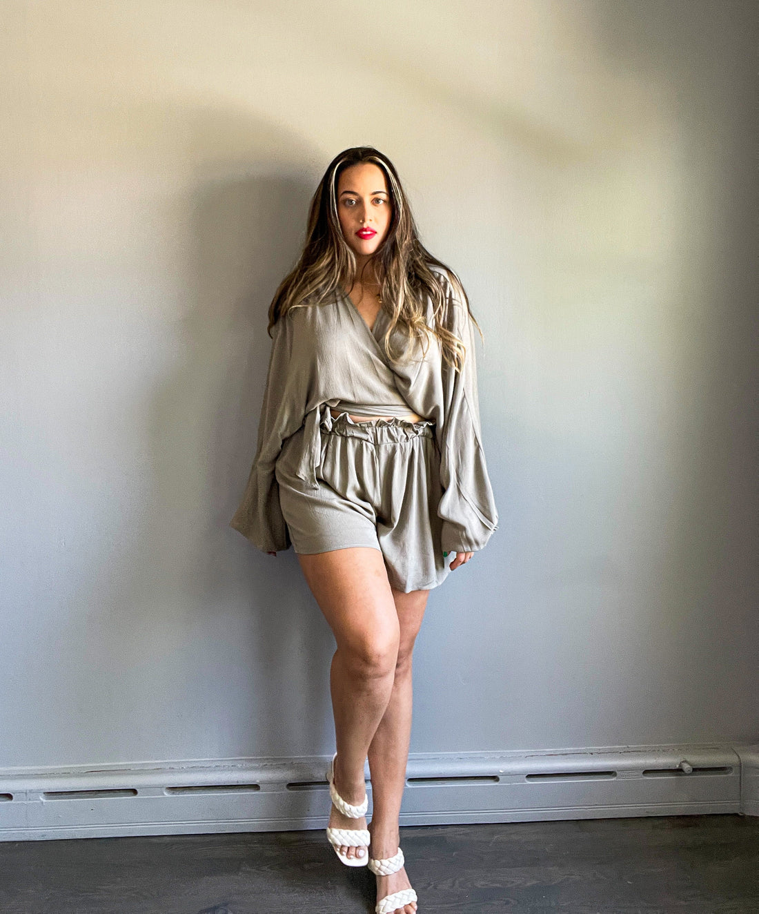 Camila Olive High waisted Shorts