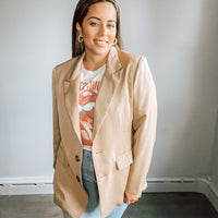 Emily Soft Drapery Twill Button Front Blazer