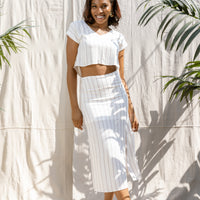 Crete Summer White Stripe Two set Skirt