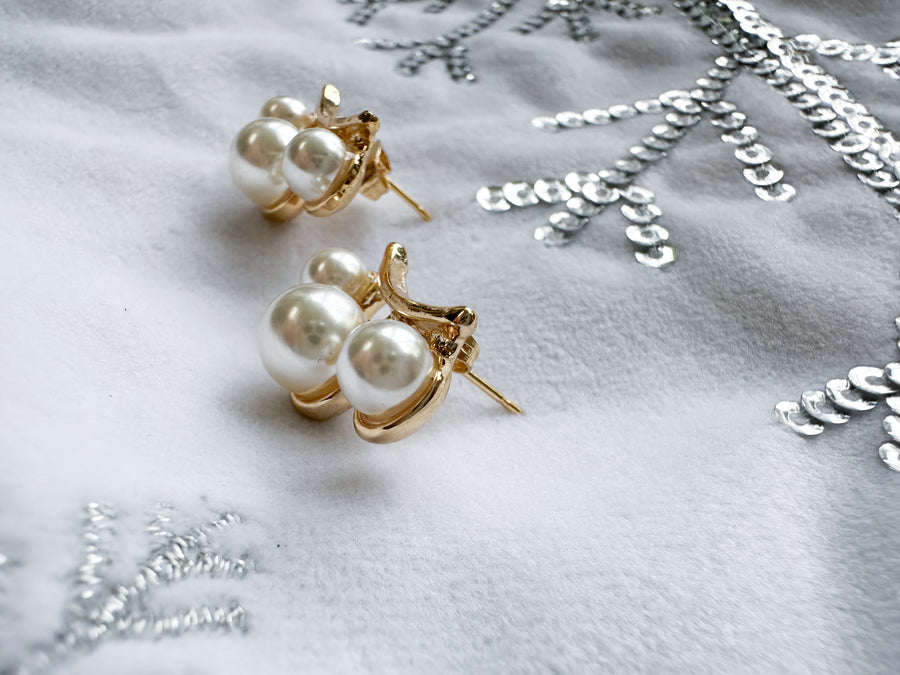 Kyoto Three Pearl Earrings