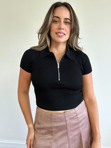 Monterey Half-Zip Crop Sweater