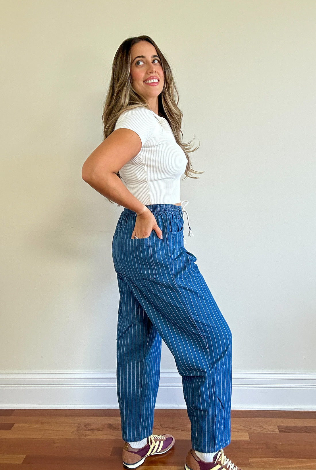 Antwerp Pinstripe Barrel Jeans