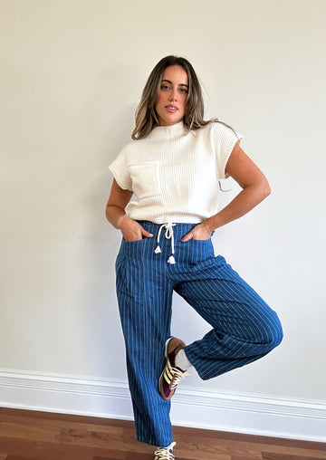 Antwerp Pinstripe Barrel Jeans