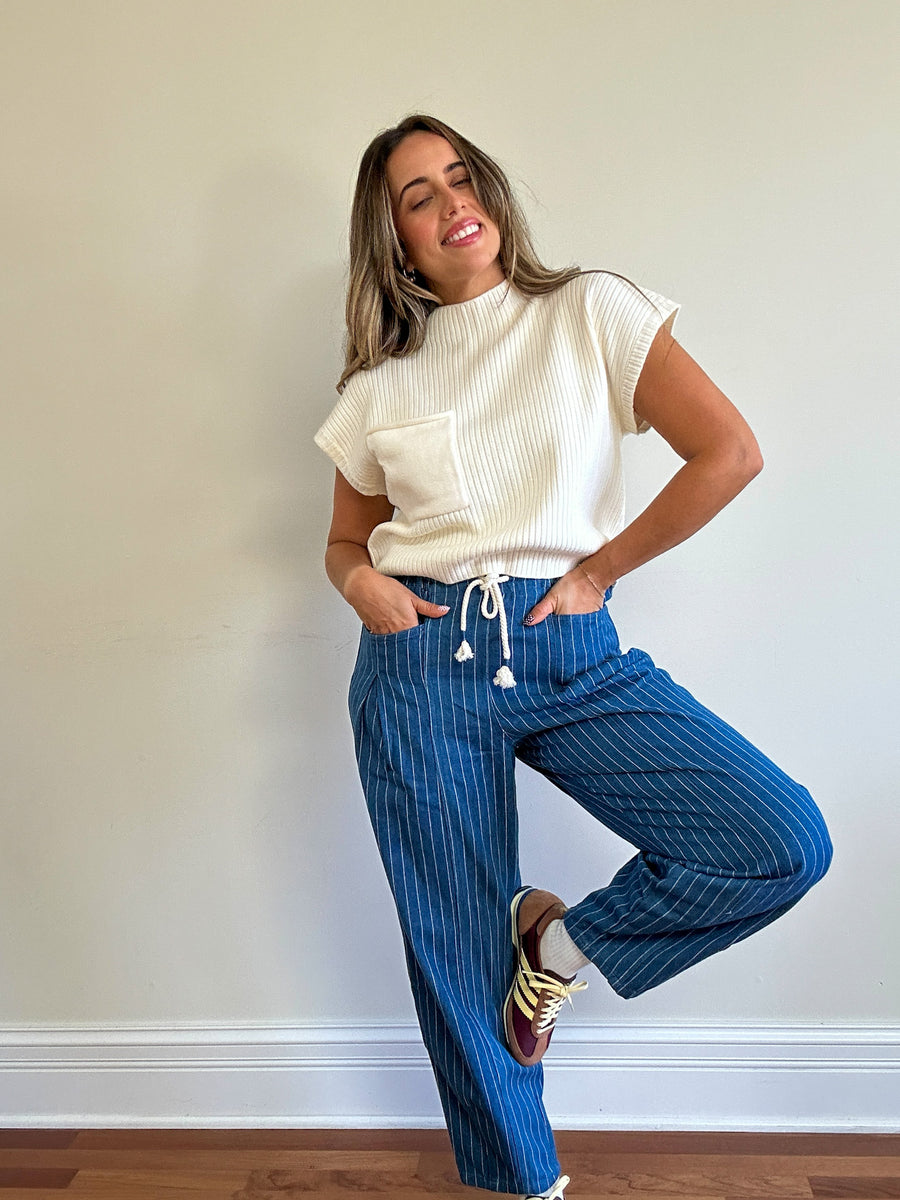 Antwerp Pinstripe Barrel Jeans