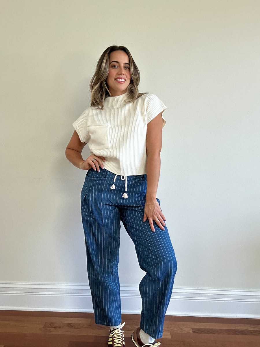 Antwerp Pinstripe Barrel Jeans