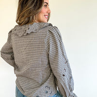 London Check Ruffle Blouse