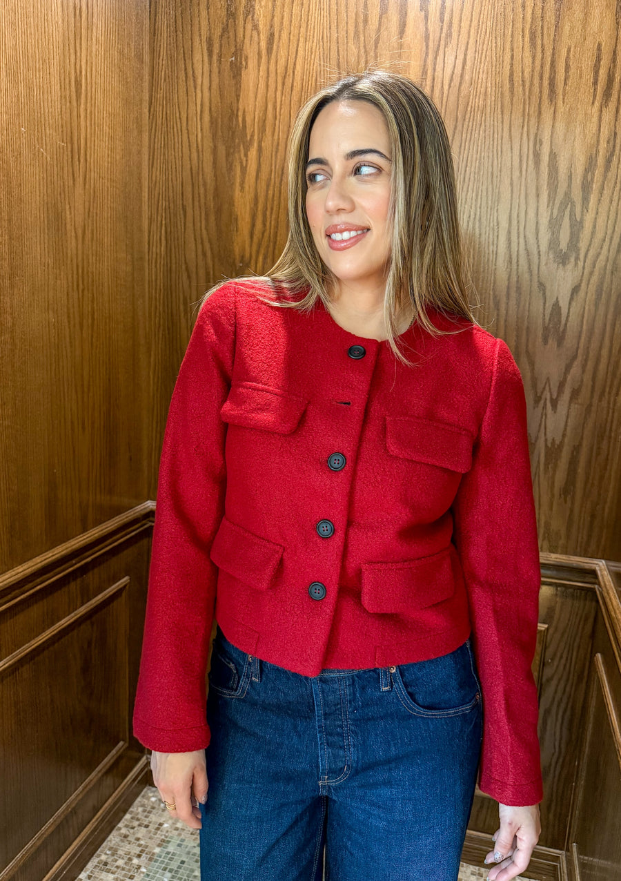 Olivia Tweed Button-Down Shirt Jacket