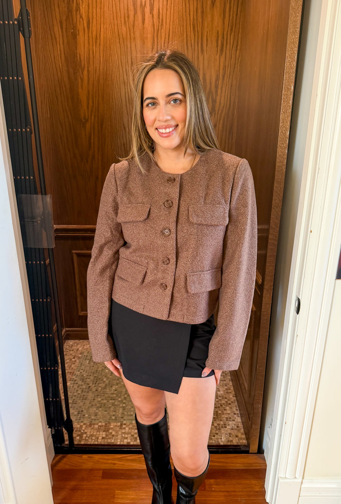 Olivia Tweed Button-Down Shirt Jacket