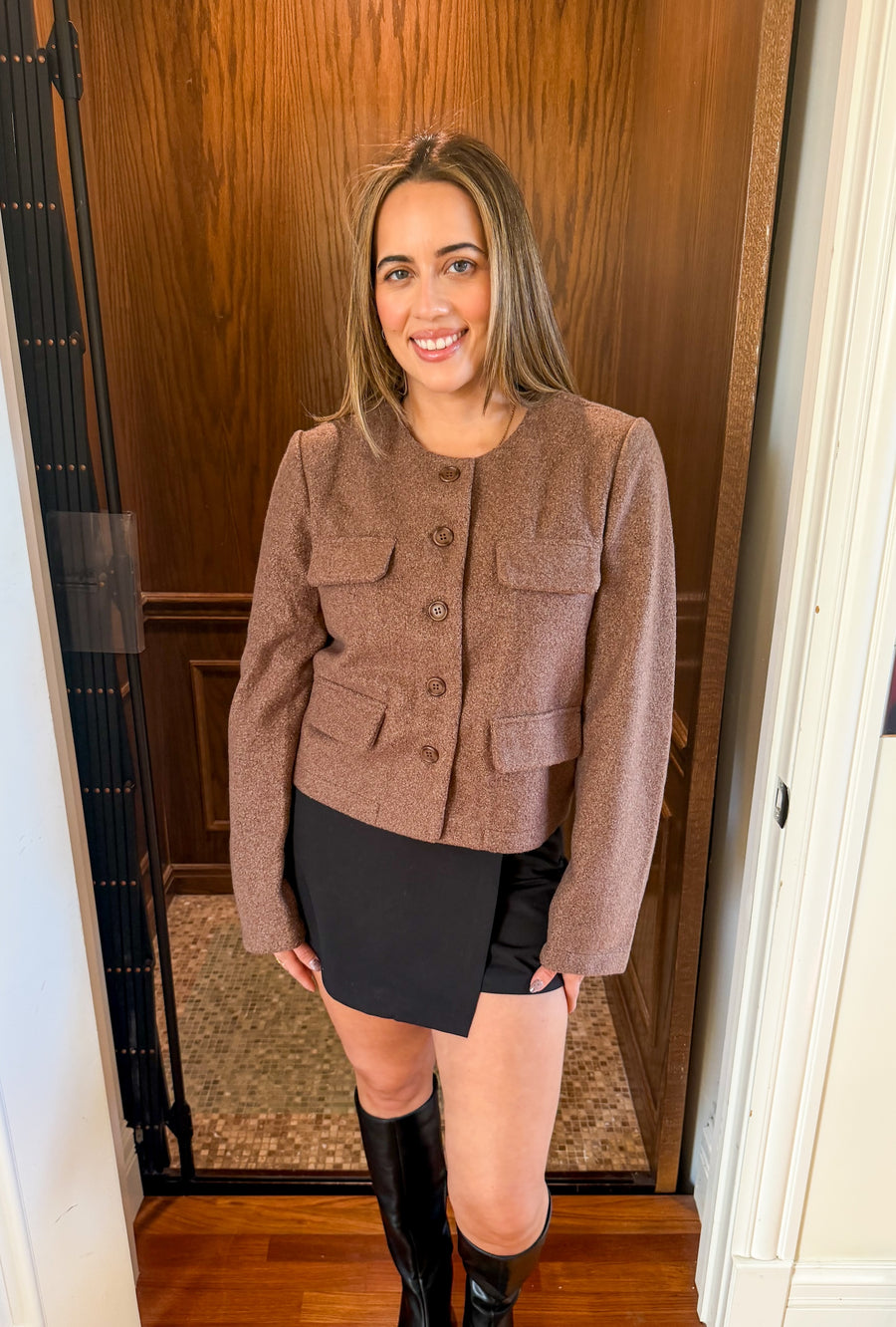 Olivia Tweed Button-Down Shirt Jacket