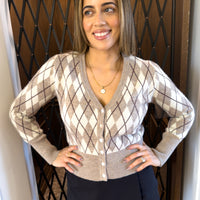 Bronwyn Argyle V-Neck Cardigan