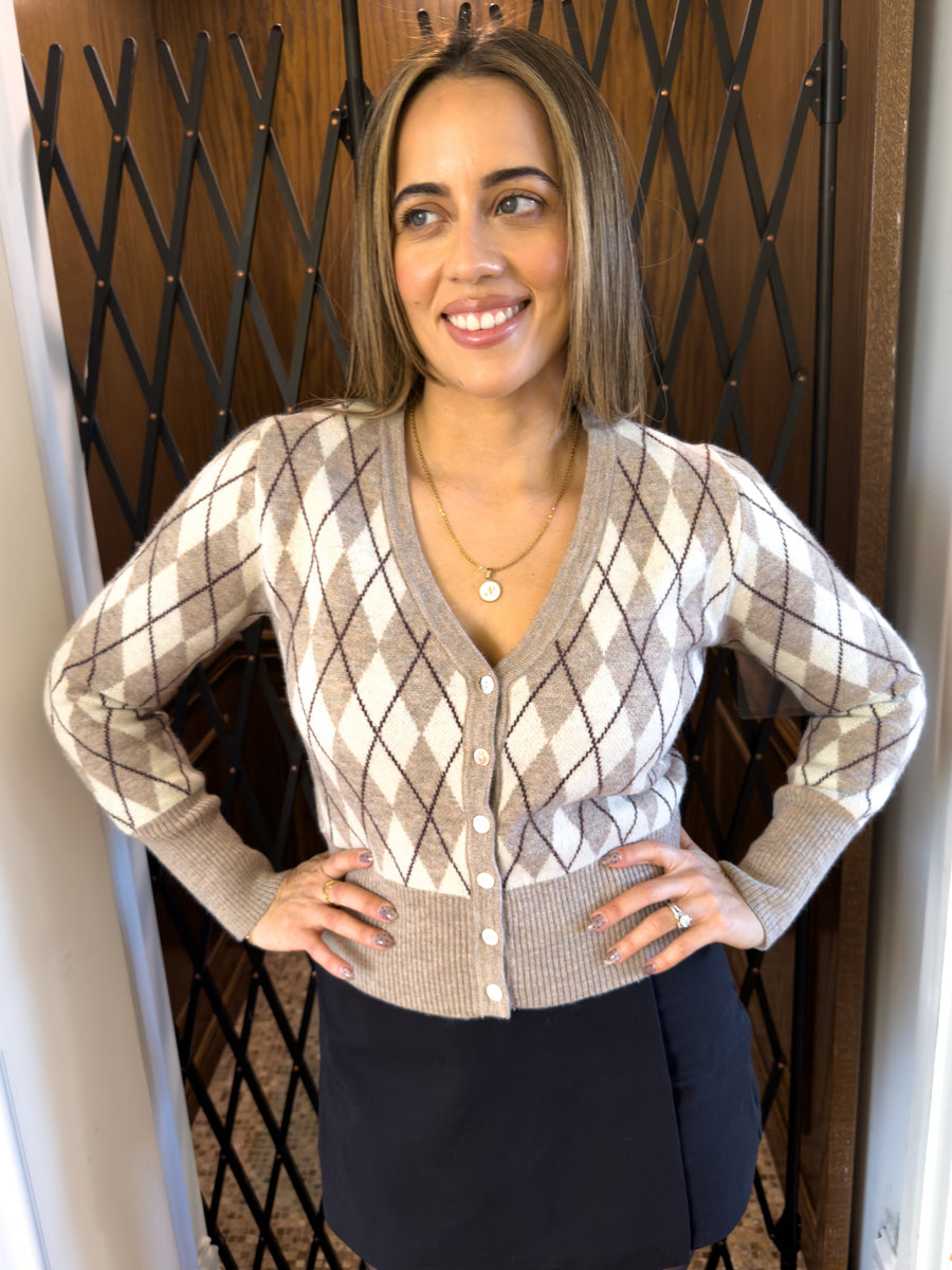 Bronwyn Argyle V-Neck Cardigan