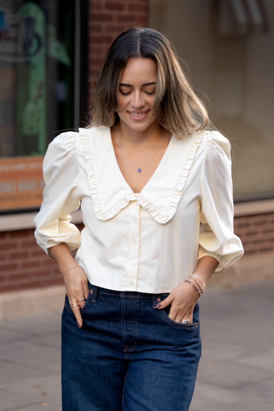 Vienna Pleated Collar Blouse
