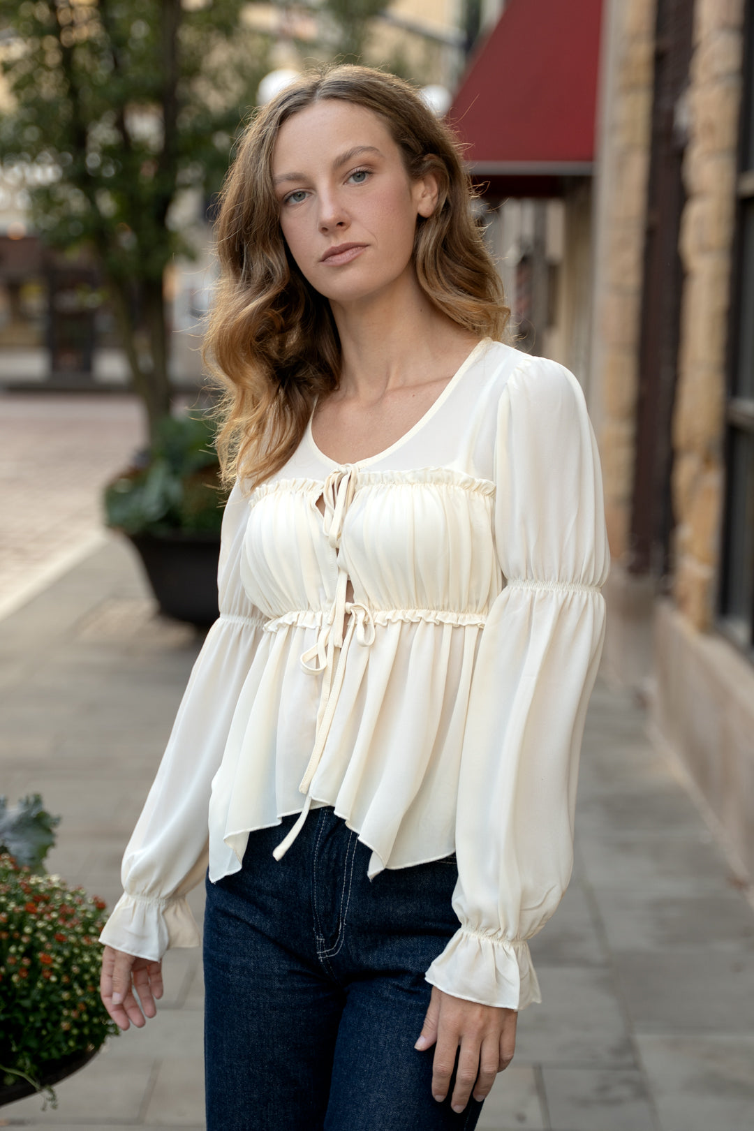 Geneva Chiffon Bow Blouse