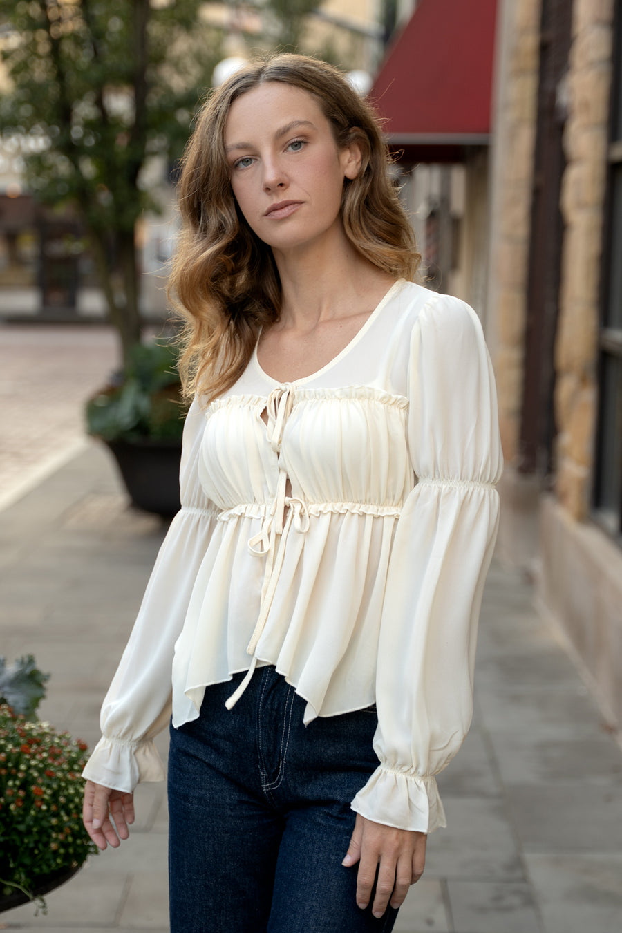 Geneva Chiffon Bow Blouse