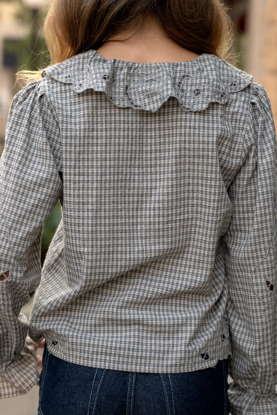 London Check Ruffle Blouse