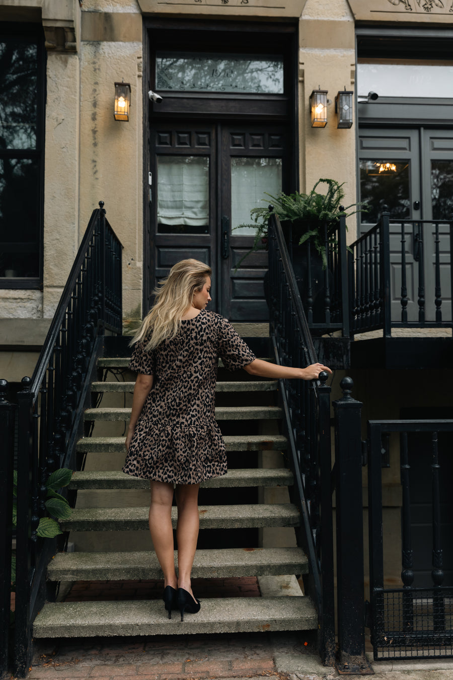 Milan 2-Way Leopard Print Ruffled Mini Dress