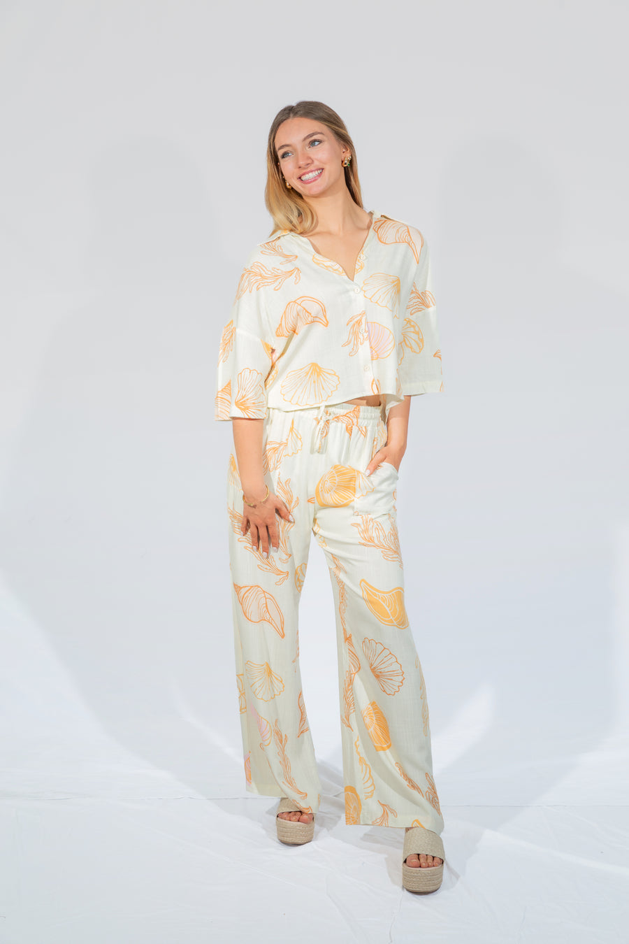 Copacabana Printed Shirt Top and Pants Set