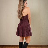 Siena Plaid Halter Mini Dress