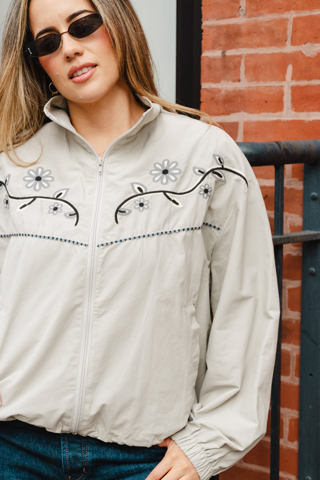 Noel Floral Embroidered Windbreaker