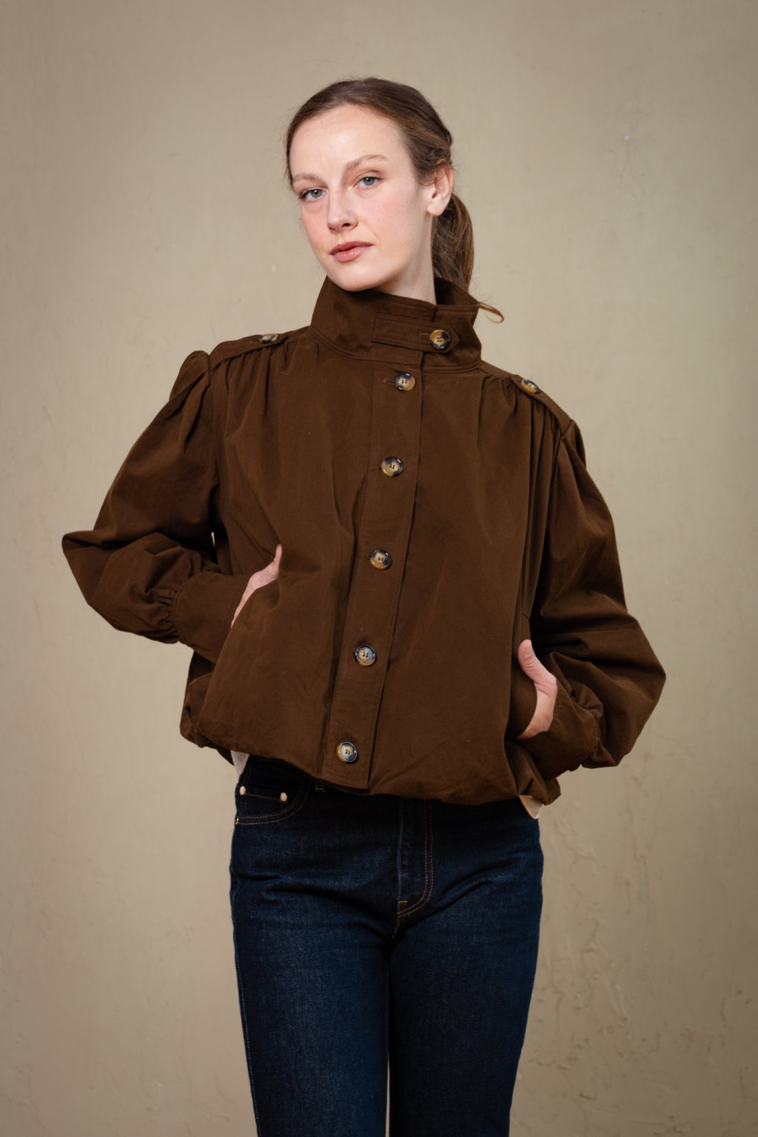 Geneva Funnel Neck Bomber Jacket