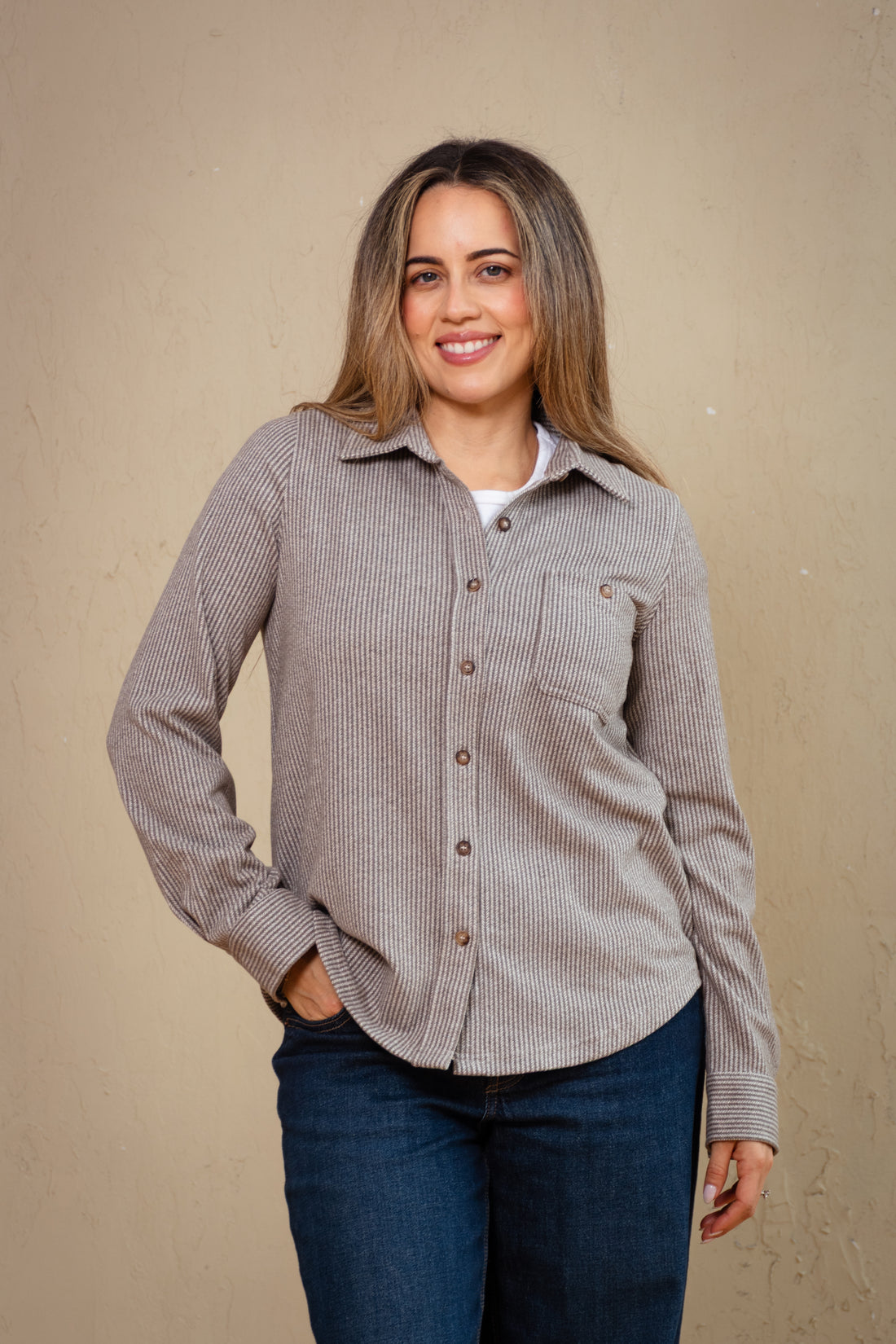 Cami Stripe Button-Up Shirt