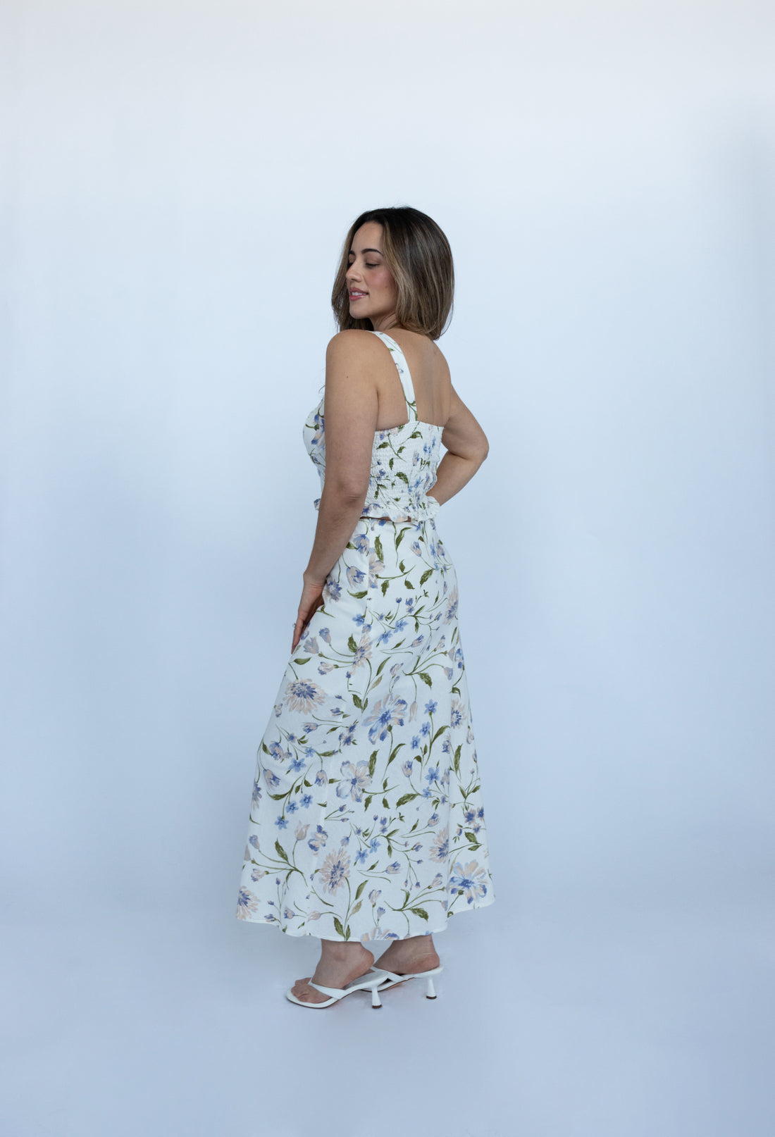 Celeste Floral Linen Midi Skirt (set)