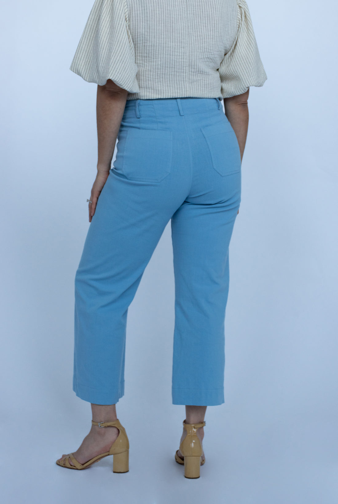 Azure Linen Blend Ankle Pants