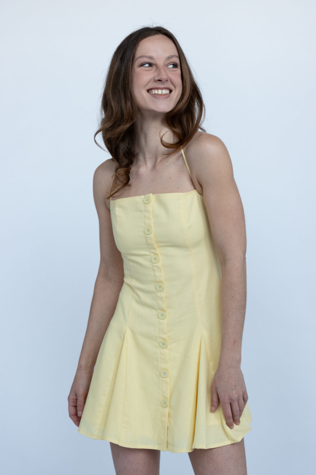 butter yellow halter dress Noemi Butter Yellow Halter Mini Dress L