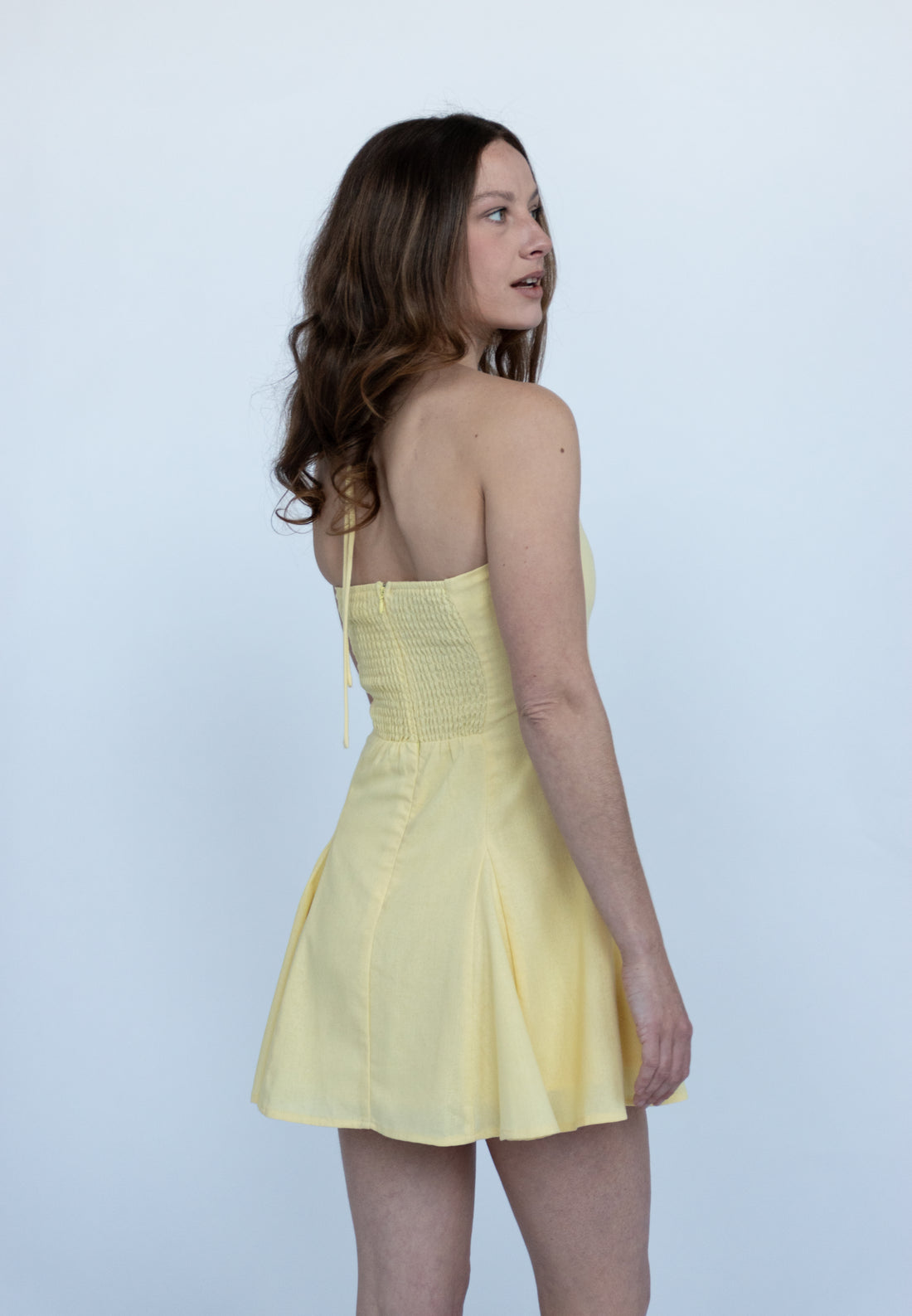Noemi Butter Yellow Halter Mini Dress