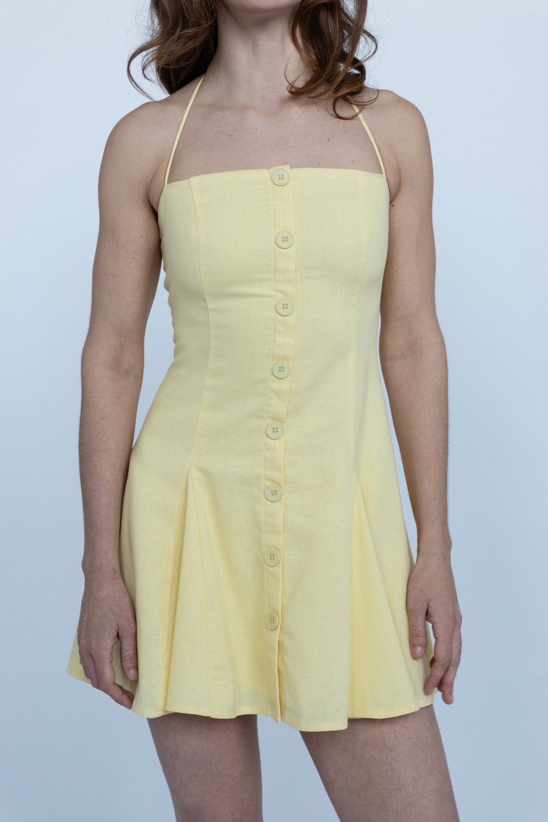 Noemi Butter Yellow Halter Mini Dress